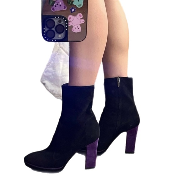 Sergio Rossi Black Suede Purple Accent Bootie 7.5 - Picture 12 of 12